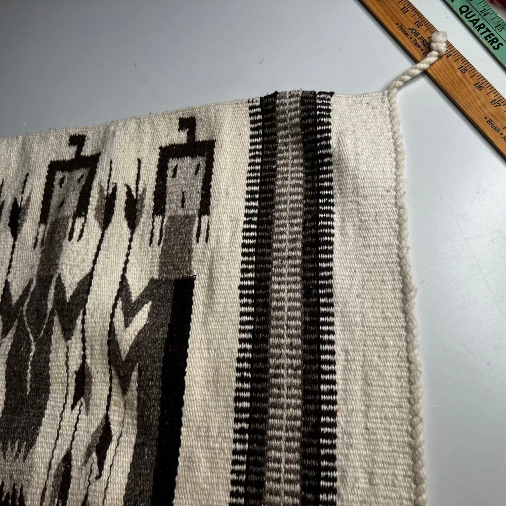Vintage Navajo Style Yei Rug Handwoven Wool Southwest Textile 26x36